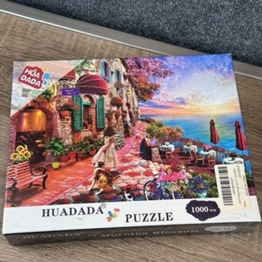 Jigsaw Puzzle HUADADA Morning Blossom 1000 Pieces Coastal Scene Sunset Village